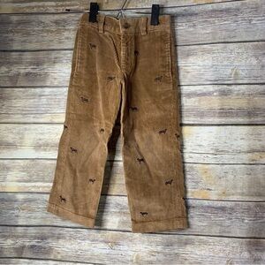 Brooks Brothers size 4 boys corduroy dogs canine embroidered embroidery brown